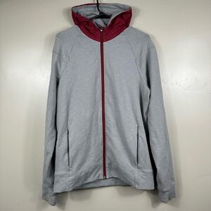 Lululemon Men’s City Sweat Hoodie Jacket in Heathered Grey / Red Hood - Medium